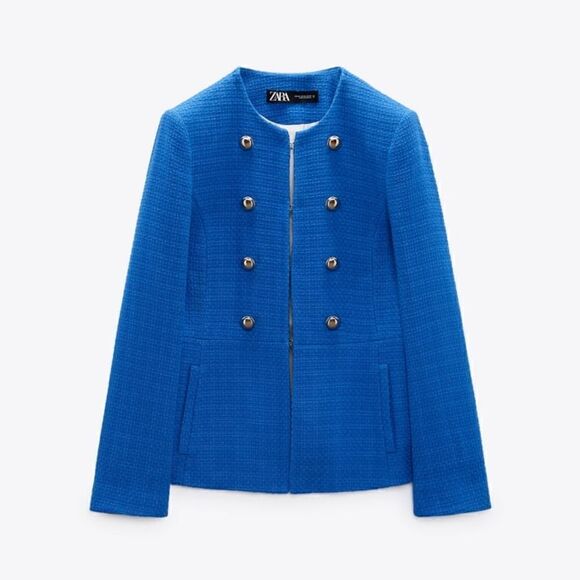 ZARA GOLD BUTTON TEXTURED BLAZER - Picture 10 of 12